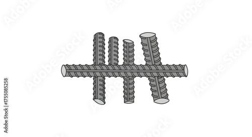 Interconnected Steel Rebar Construction Material Assembly.