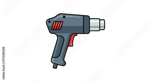 Gray Heat Gun with Red Accents and Silver Nozzle Tool for DIY Projects.