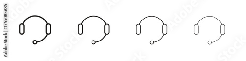 Headphones icon, linear icon with editable stroke