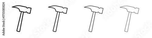 Hammer icon, linear icon with editable stroke