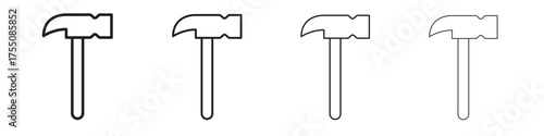 Hammer icon, linear icon with editable stroke