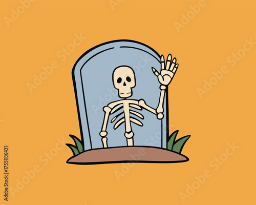 Skeleton Hands Rising From Grave Halloween Scene | Zombie Skeleton Emerging From Ground
