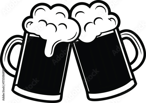 Beer mug silhouette Vector isolated on white background