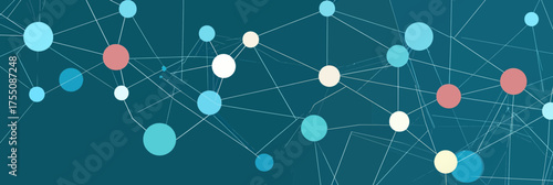 Abstract interconnected network of colorful nodes and lines on blue background technology communication social connection concept vector illustration