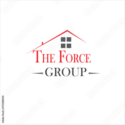 Elegant Force Group logo, incorporating a house graphic, suitable for corporate identity