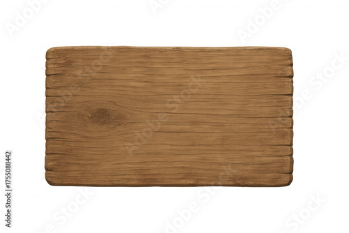 Blank rustic wooden sign board with weathered texture, a vintage empty banner on transparent background