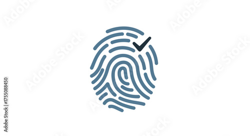 Fingerprint Biometric Authentication Icon with Checkmark.