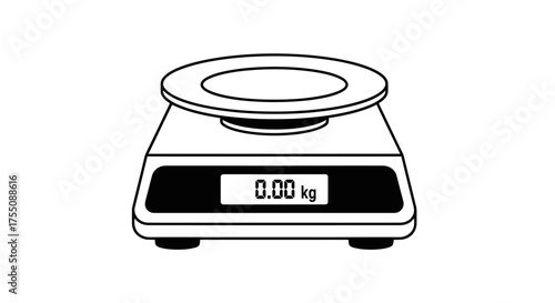 Digital Kitchen Scale with Display Showing Zero Kilograms.
