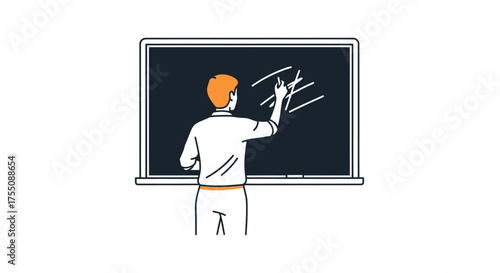 Illustration of a Person Writing on a Blackboard.