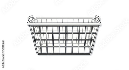 Wire Laundry Basket with Rectangular Shape and Handles.