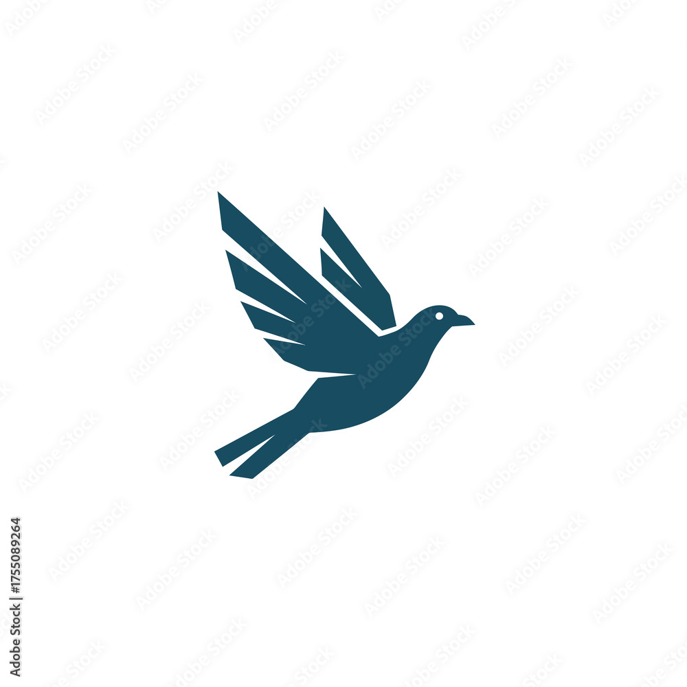 Obraz premium Stylized flying dove icon symbolizing peace and freedom