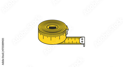 Yellow Measuring Tape with Inch and Centimeter Markings.