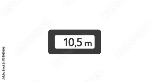 Rectangular Road Sign Indicating a 105 Meter Distance.