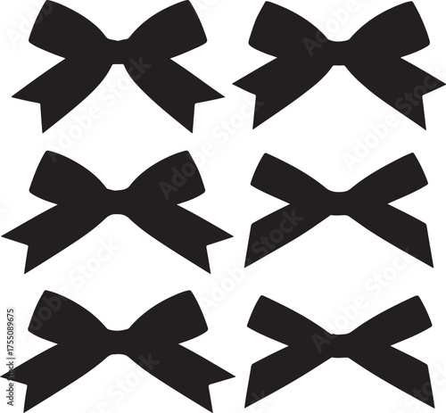 Seamless pattern with stylish black ribbon bows for gifts design