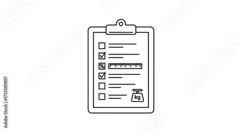Simple Black and White Checklist Clipboard with Details.