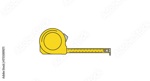 Yellow retractable metal tape measure with extended blade.