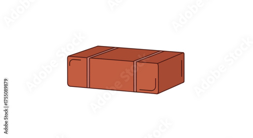 Single Red Brick with Grooves Rectangular Building Material.