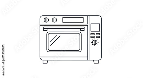 Outlined Illustration of a Modern Electric Oven Appliance.