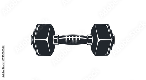 Dark Hexagonal Dumbbell Weightlifting Equipment Illustration.