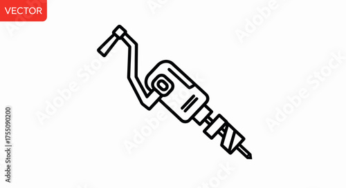 Outline Illustration of a Black and White Jackhammer Tool.
