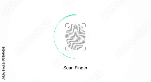 Digital Fingerprint Scan with Green Scanning Circle.