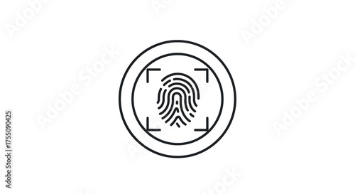 Fingerprint scan icon for biometric identification security.