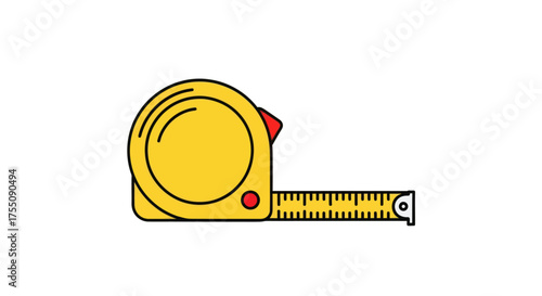 Yellow retractable tape measure with black markings for precise measurements.
