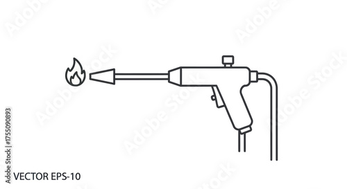 Vector Illustration of a Blowtorch with Flame and Handle.
