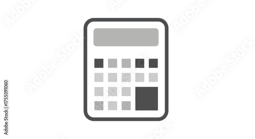 Simple Gray Calculator Icon with Display and Buttons.