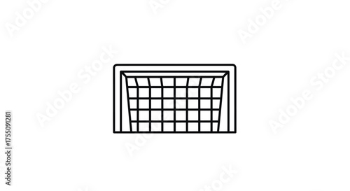 Simple Line Drawing of a Soccer Goal with Net.