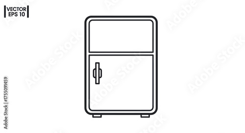 Simple Black and White Outline of a Refrigerator.