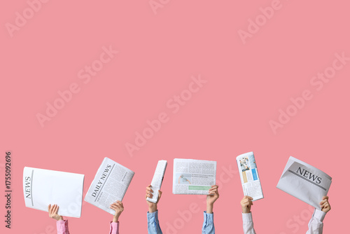 Female hands with newspaper...