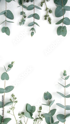 Eucalyptus Frame on White - Minimalist Botanical Design.