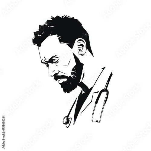 Doctor. Doctor simple black and white line art vector logo