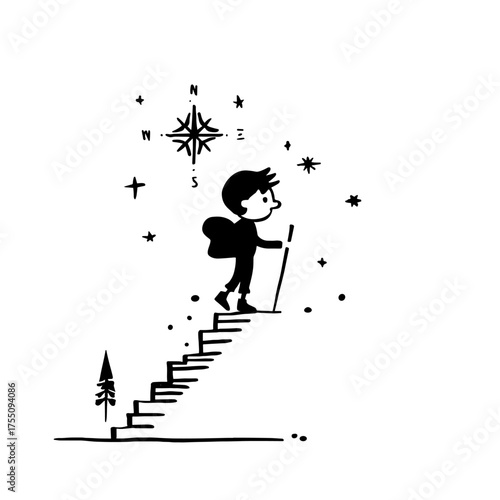 Explorer. Explorer simple black and white line art vector logo