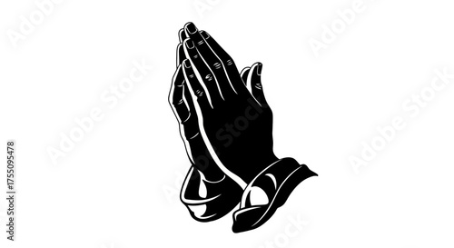 Black praying hands, a symbol of faith, hope, and spirituality