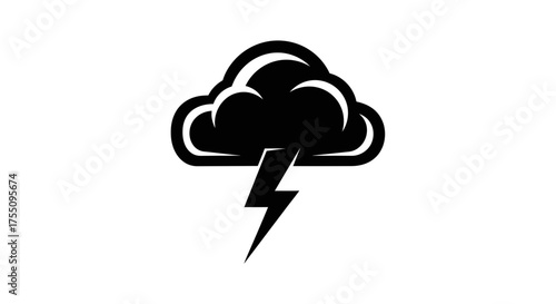 Black silhouette of a cloud with lightning bolt, representing a storm or bad weather