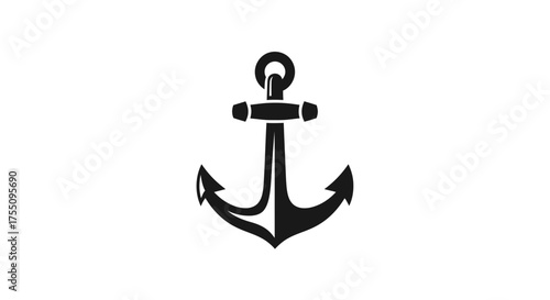 Simple black anchor illustration, , a symbol of stability and maritime tradition
