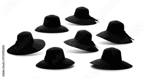 Collection of elegant black hats, a symbol of style and sophistication