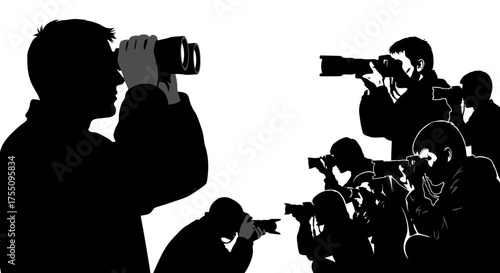 Paparazzi taking photo, a group of photographers capturing moments