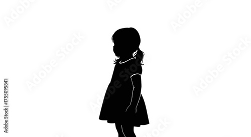 Silhouette of a little girl in a dress, creating a simple and elegant image
