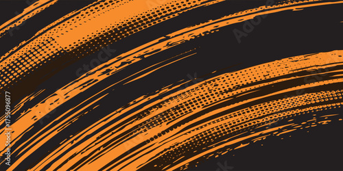 orange black brush Car sticker wrap pattern banner abstract sporty lines black orange. modern eps 10.