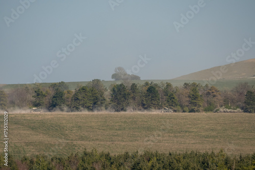 carrier tank on a dusty road