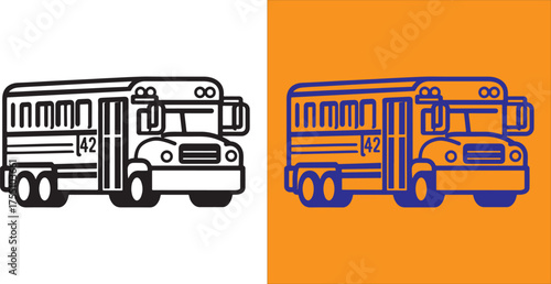 Simple Line Art Illustration of Vintage Style Train for Graphic Design