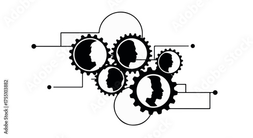 Interconnected team members working together in a collaborative network
