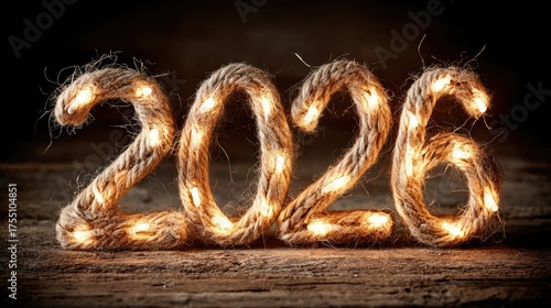 Decorative Rope Numbers Illuminated for the Year 2026 Generative AI