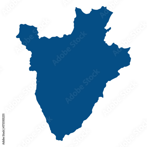 Burundi map. Map of Burundi in blue color