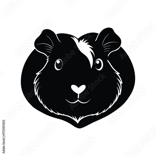 Cute Guinea Pig Head Peru Round Shape Vector Illustration
