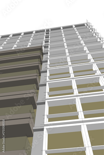 Modern building architectural 3d illustration