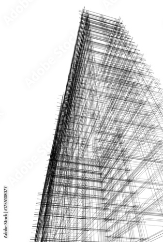 Modern building architectural 3d illustration